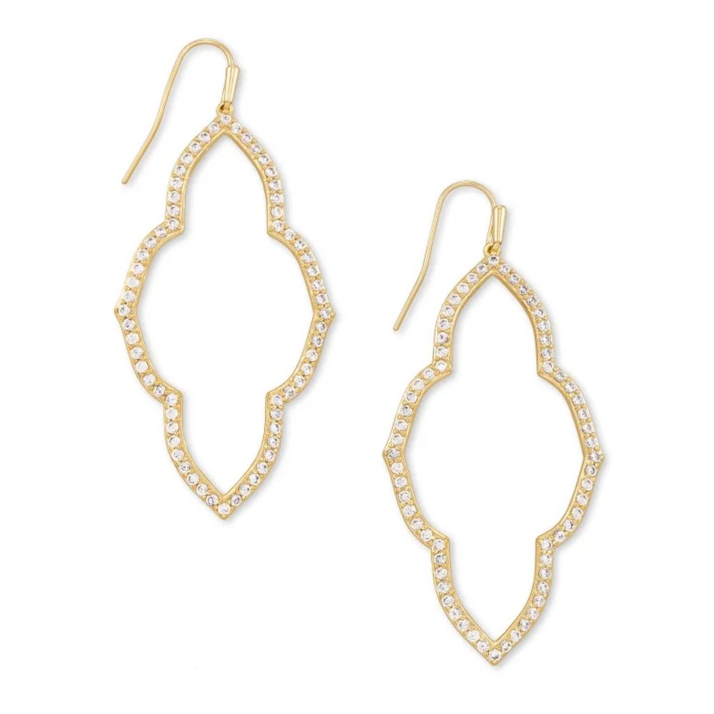 NWT Kendra Scott Abbie Open Frame Earrings in White Crystal